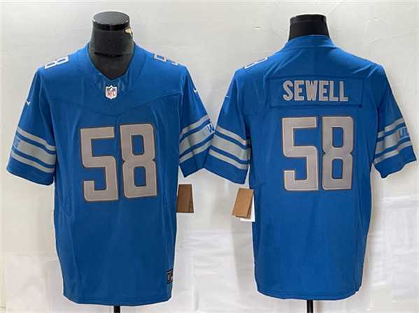 Mens Detroit Lions #58 Penei Sewell Blue 2023 F.U.S.E. Vapor Untouchable Limited Jersey->detroit lions->NFL Jersey